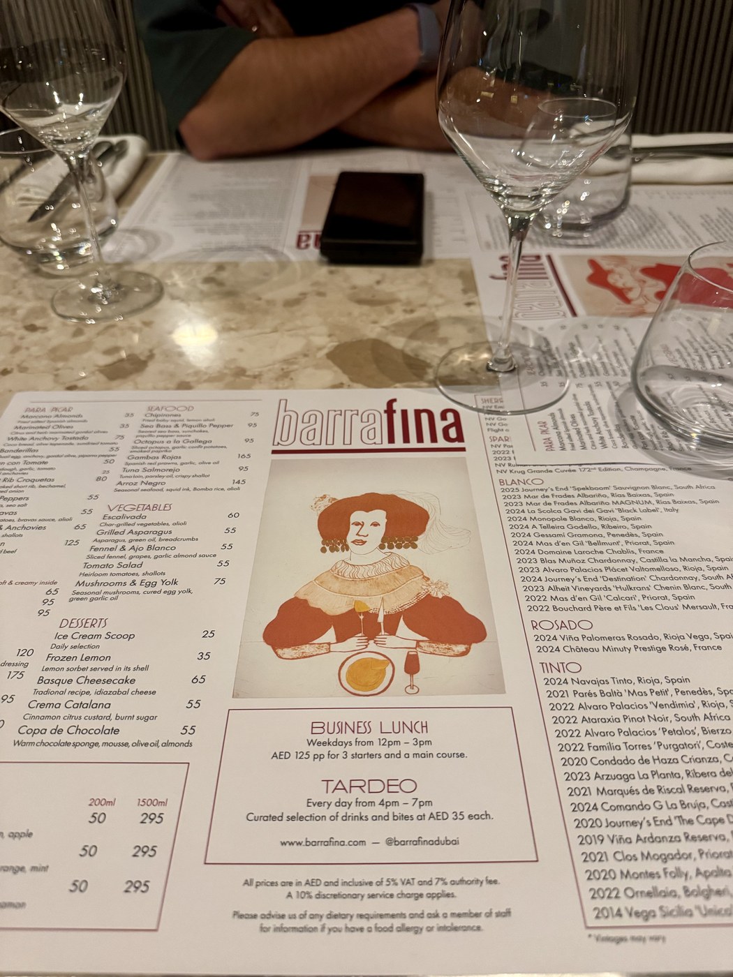 The menu