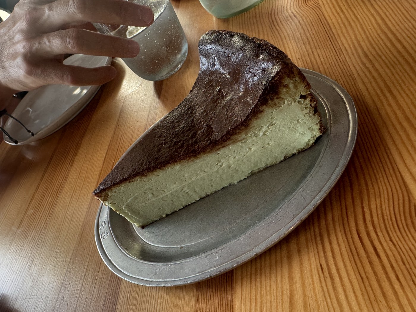 Burnt pistachio cheesecake