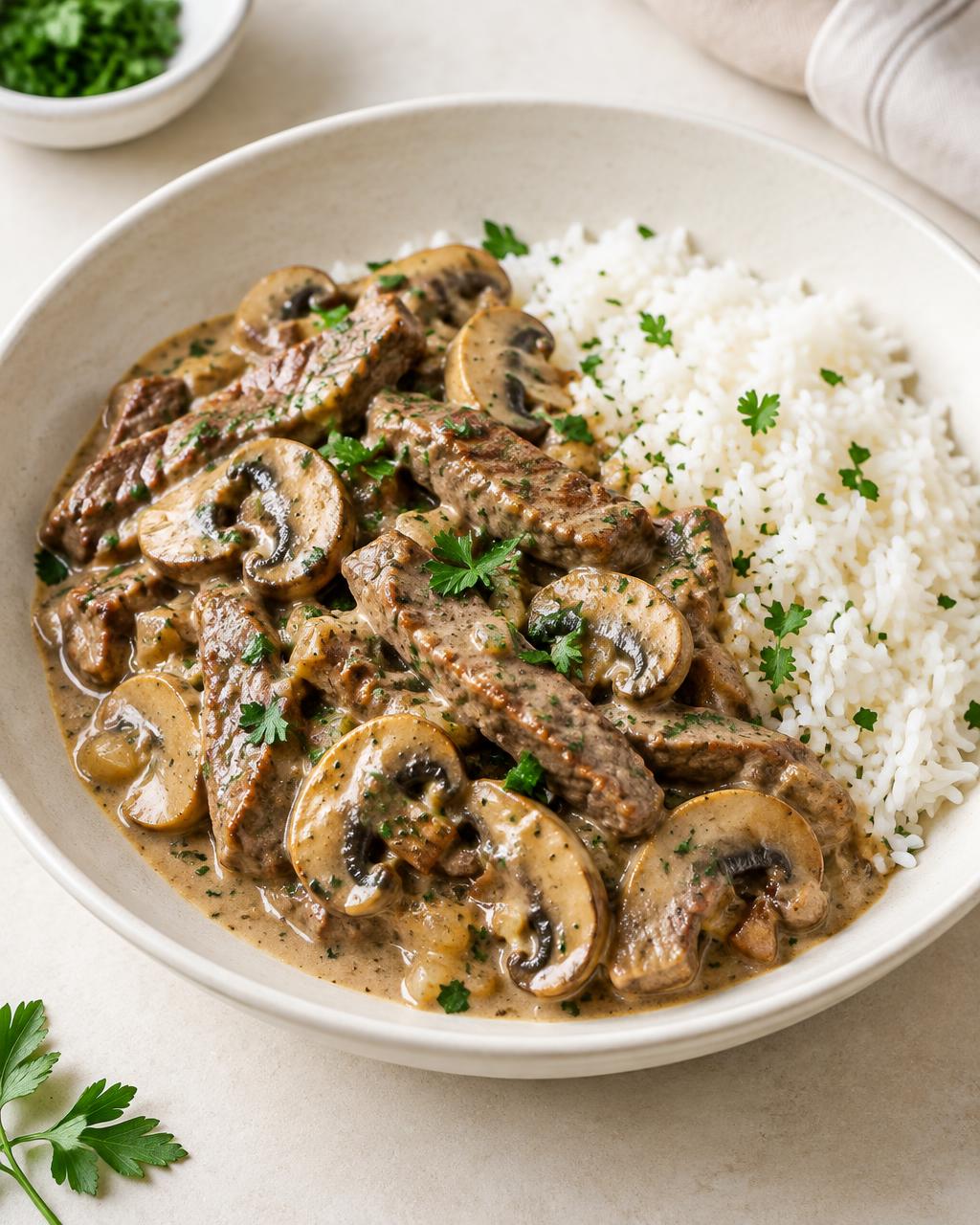 Beef stroganoff