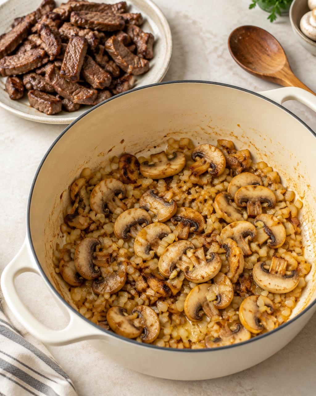 Beef stroganoff step