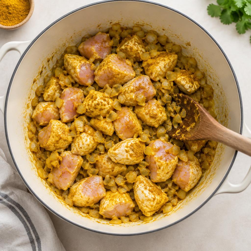 Coconut chicken curry step