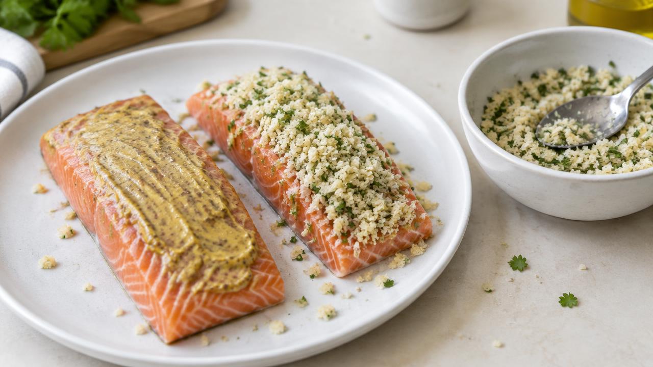Panko crusted salmon step
